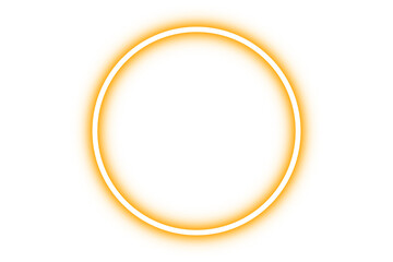 Glowing yellow neon circular ring with soft light effect