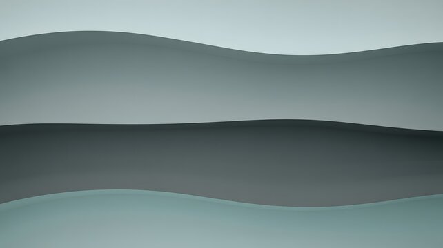 Abstract flowing waves of muted green and grey tones create a serene and calming minimalist background texture for design projects