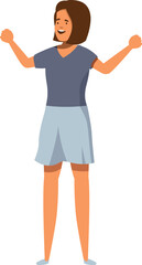 Joyful woman expressing excitement and happiness with arms up