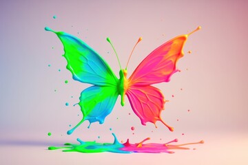 A colorful butterfly with a rainbow tail