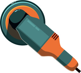 Electric angle grinder with rotating disc cutting metal, essential tool for metalworking and construction projects