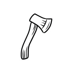 Hand Axe or Hatchet Woodworking Tool Black and White Line Art