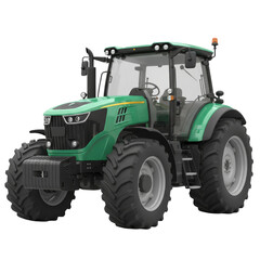 Obraz premium Green agricultural tractor model on an isolated background conveying strength and utility in