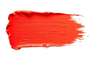 A red brush stroke on a white background