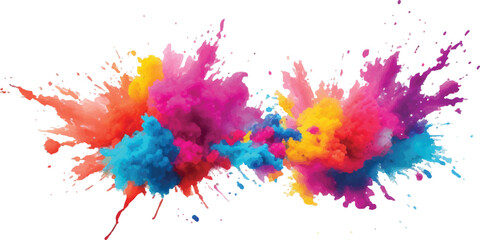 Colorful powder explosion on white background vibrant holi paint splash abstract design element for creative projects