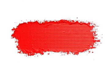 A red brush stroke on a white background
