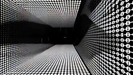 Binary Code Tunnel: Abstract Digital Data Stream Visualization - Powered by Adobe