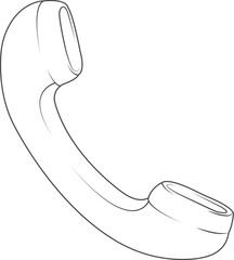 Telephone Handset Line Art — Retro Phone Receiver Outline Vector Illustration