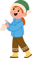 Girl in Winter Attire Holding Envelope