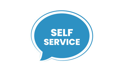 Blue speech bubble with the words self service inside