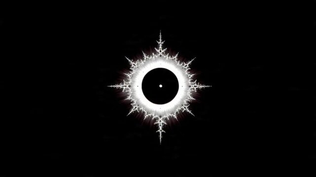Fractal Art: Mandelbrot Set with Glowing White Halo on Black Background