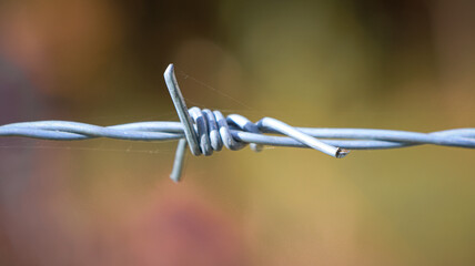 barbed wire against a blue sky