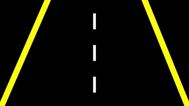 Animation of moving road icon, aerial top view. animated