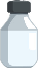 Small glass bottle with black cap containing transparent liquid, ideal for pharmaceutical, chemical or food industry