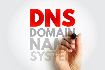 DNS Domain Name System - hierarchical naming system built on a distributed database for computers, services, or any resource connected to the Internet, acronym text concept