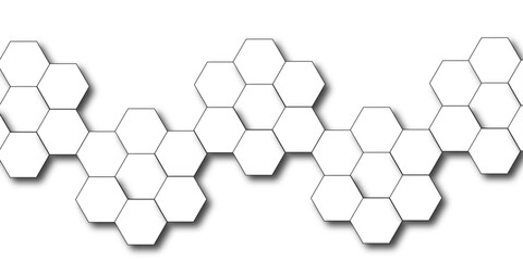 Obraz premium Abstract hexagon white background with shadow .white background Futuristic blue neon honeycombs. Modern technology design. Vector illustration