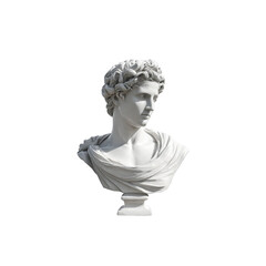 Elegant marble bust of a classical figure detailed sculpture art isolated