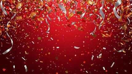Celebration Background with Falling Confetti and Streamers for Festive Events and Special Occasions