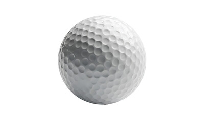 Close-up of a white golf ball with dimples on a white background, perfect for sports and leisure themes