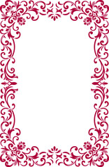 Elegant Floral Scroll Decorative Border Frame, Red Ornate Floral Scrollwork Frame, tiles, ceramic, border, glass decoration, corner design, floral floral decoration.