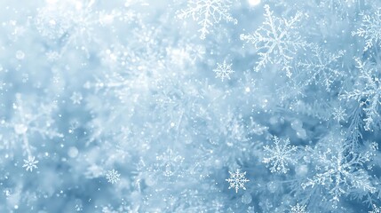 Close Up of Delicate Snowflakes Falling Gently in a Winter Wonderland Creating a Soft Blurred Background with Bokeh Effects