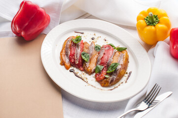 roasted bell pepper and paprika in a white plate