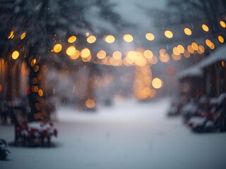 Cozy Winter Evening Under Warm String Lights