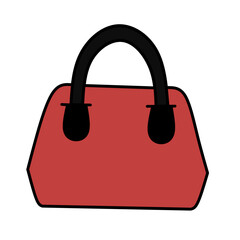 Red leather female handbag, an elegant fashion accessory object, isolated on white background