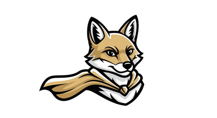 Obraz premium Fox mascot with cape, determined expression, cartoon style illustration.