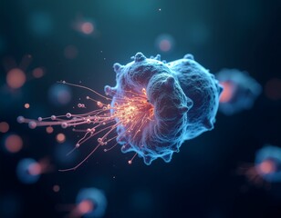 Fototapeta premium Microscopic World: An intriguing view into the complex structures of cells or microorganisms, illustrating the beauty of science and technology in the unseen.