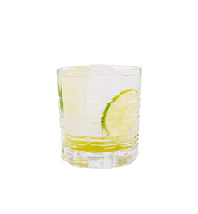 Refreshing lime cocktail served in a clear glass with ice and mint leaves