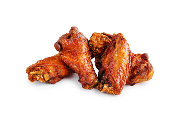 Crispy and flavorful chicken wings served on a white background