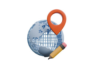 3D Map pin icon isolated on transparent background. Containing location, map marker, address, position, tracking, geolocation, place and more. Navigation icon. Location symbol. 3d render illustration