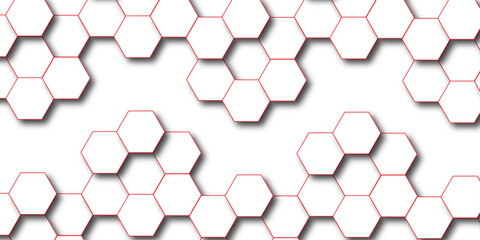 Abstract hexagon white background with shadow .white background Futuristic blue neon honeycombs. Modern technology design. Vector illustration
