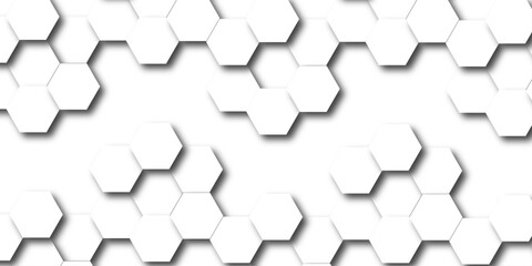 Abstract hexagon white background with shadow .white background Futuristic blue neon honeycombs. Modern technology design. Vector illustration