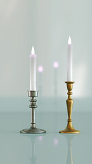 candlestick with candles 3D rendering