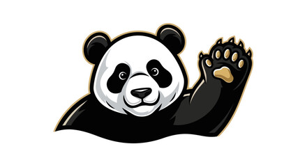 Friendly Panda Waving with Paw Raised in a Cheerful Greeting.