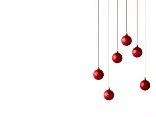 Festive Red Ornaments Hanging Gracefully Against a Clean White Background Perfect for Holiday Designs