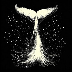 Whale tail in a celestial spray.