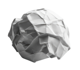 Crumpled paper ball transparent background cutout png