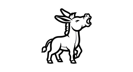 Illustration of a Democratic Donkey Symbol with Bold Outline.