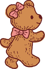Obraz premium Adorable coquette bear doll clip art set featuring bows, hearts, and pastel charm. Perfect for planners, stickers, and cute digital designs.