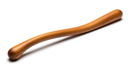 Curved wooden massage stick tool on white background