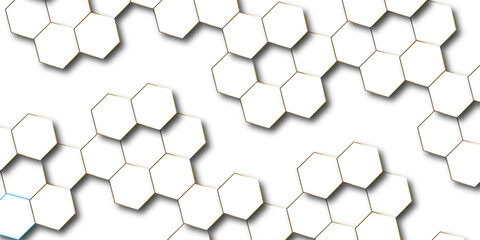 Abstract hexagon white background with shadow .white background Futuristic blue neon honeycombs. Modern technology design. Vector illustration