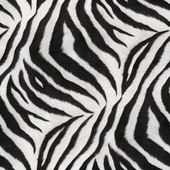A realistic zebra fur texture, A black and white striped animal print background, Photorealistic image - Generative AI
