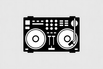 Fototapeta premium Stylized turntable equipment, showcasing controls and vinyl records, suggesting music creation.