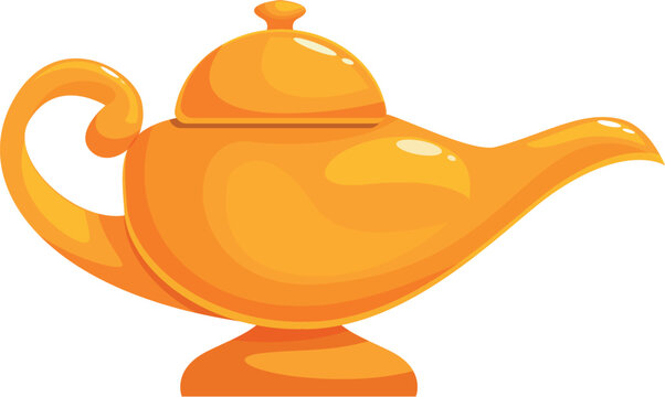 Shiny golden genie lamp promising wishes and magical fulfillment