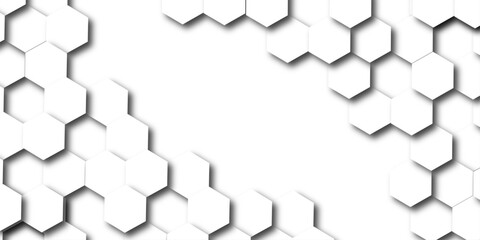 Abstract hexagon white background with shadow .white background Futuristic blue neon honeycombs. Modern technology design. Vector illustration