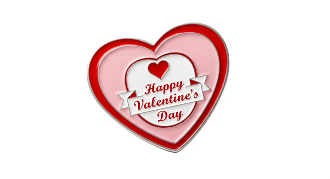 Festive layered heart shape with happy valentines day text and small heart detail