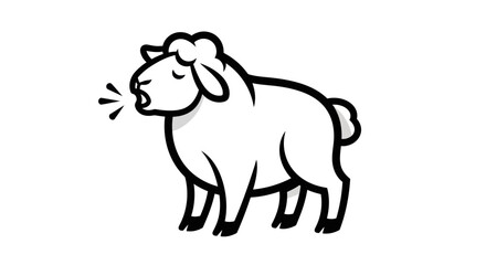Illustration of a Sheep Bleating with Woolly Fleece.